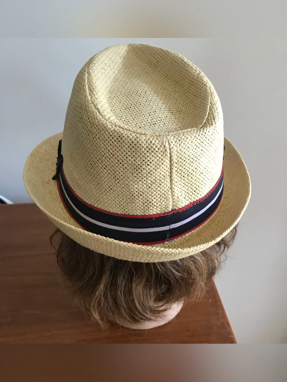 OOAK Upcycled Fedora Hat Jeweled Red Rose Floral Paper Straw Unisex Large 23”